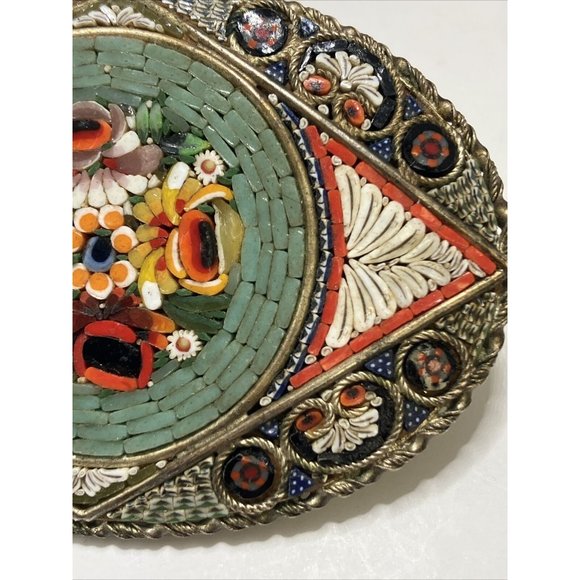 One Of A Kind Micro-mosaic Hair Barrette Or Broach  Antique main image 9